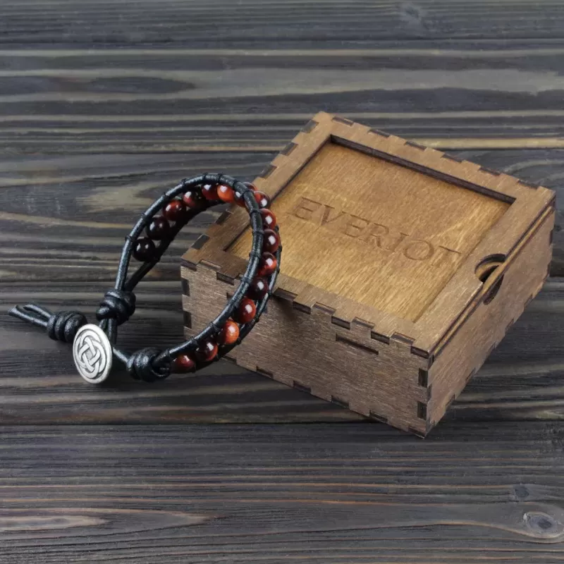 Браслет Everiot Select LNS-3039 из камня бычий глаз с кельтским узлом