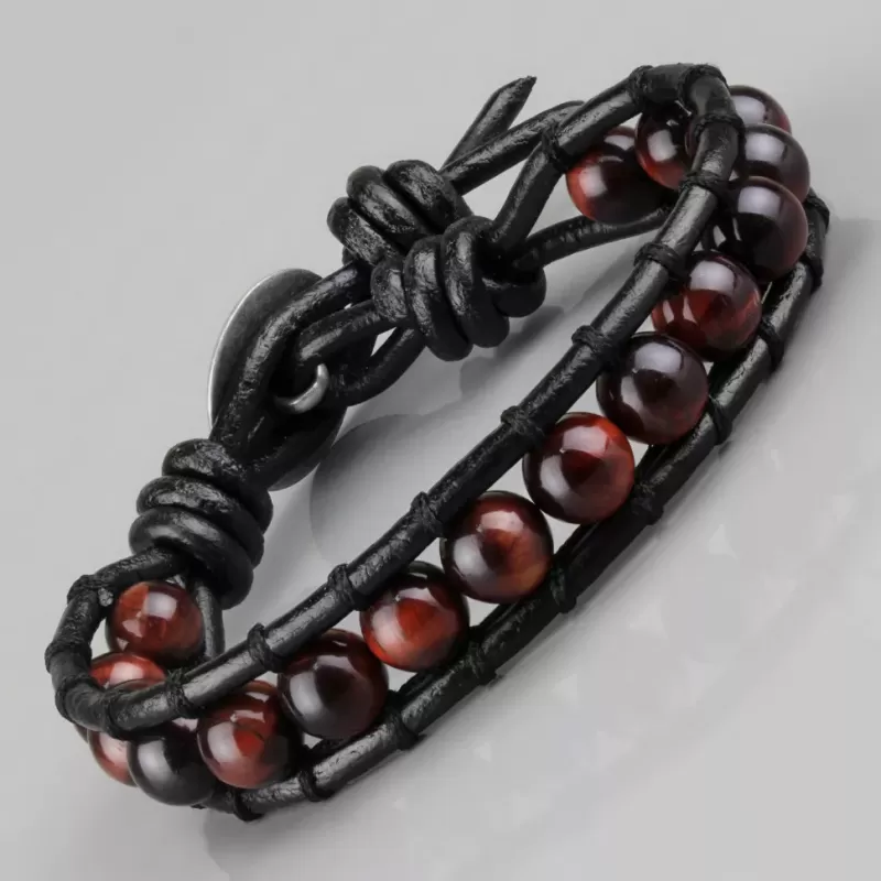 Браслет Everiot Select LNS-3039 из камня бычий глаз с кельтским узлом