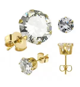 Серьги-гвоздики TATIC SERDG от 3 до 10 мм, золотого цвета с фианитом