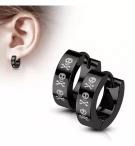 Маленькие серьги-кольца (конго) из стали TATIC SE042 с черепами