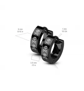 Маленькие серьги-кольца (конго) из стали TATIC SE042 с черепами