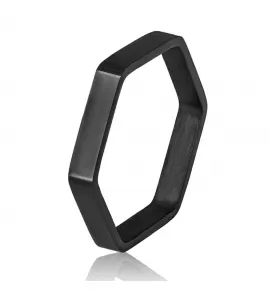 Черное кольцо из стали TATIC RSS-5070 шестиугольное, необычное