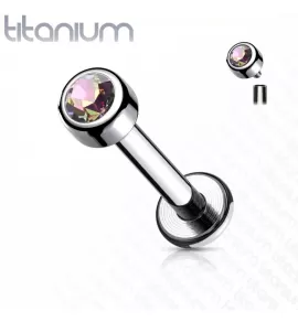 Серьга лабрет из титана для пирсинга губ, хряща уха Pirslab TIL18-VM с фианитом