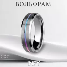 Кольцо INFY R-TU18W из карбида вольфрама c тонкой разноцветной полоской