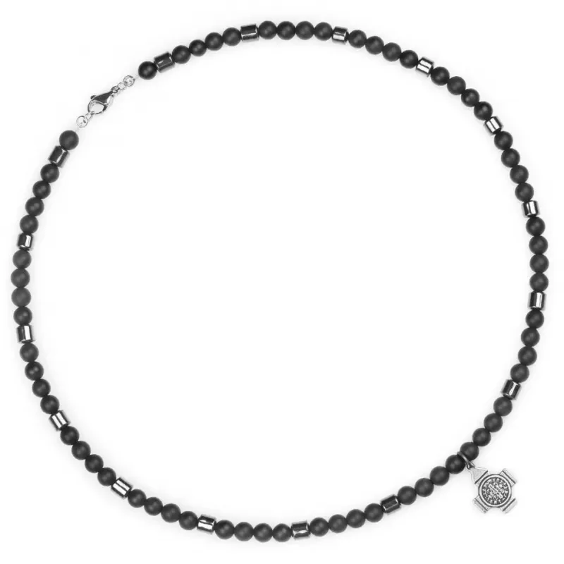 Мужской чокер из агата и гематита с крестом Everiot Select select LNS-2197