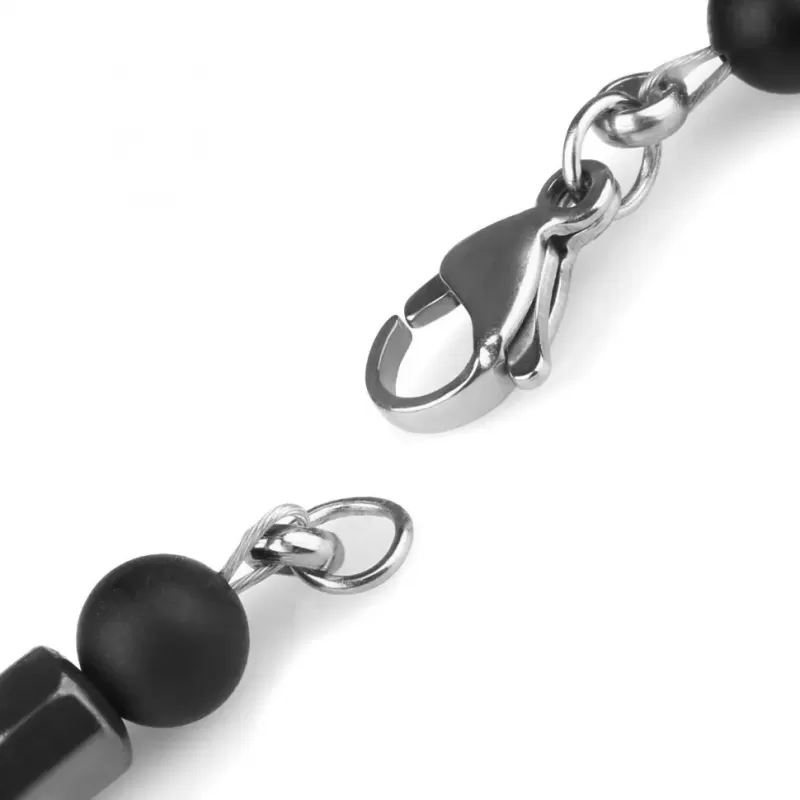 Мужской чокер из агата и гематита с крестом Everiot Select select LNS-2197