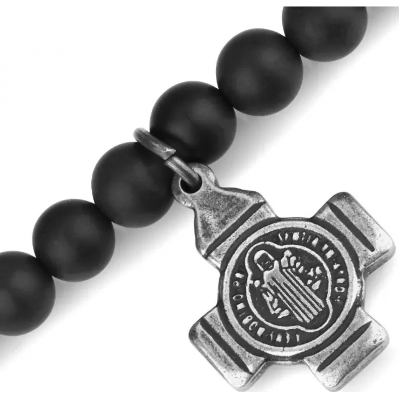 Мужской чокер из агата и гематита с крестом Everiot Select select LNS-2197