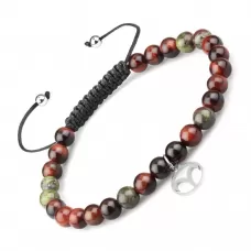 Браслет Шамбала со знаками зодиака Everiot Select LNS-6010 из камня бычий глаз и яшмы