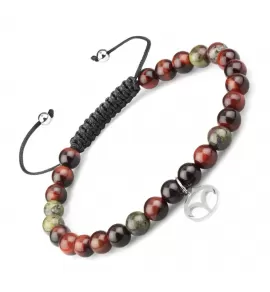 Браслет Шамбала со знаками зодиака Everiot Select LNS-6010 из камня бычий глаз и яшмы