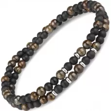 Браслет на резинке Everiot Select LNS-0229 из агата и бронзита