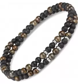 Браслет на резинке Everiot Select LNS-0229 из агата и бронзита