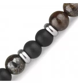 Браслет на резинке Everiot Select LNS-0229 из агата и бронзита