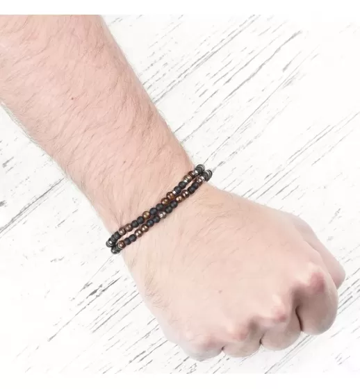 Браслет на резинке Everiot Select LNS-0229 из агата и бронзита