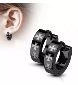 Маленькие серьги-кольца (конго) из стали TATIC SE043 с крестами