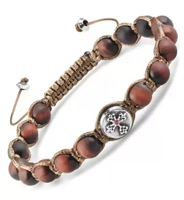 Браслет Шамбала Everiot Select LNS-2164 из камня бычий глаз с крестом