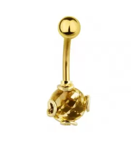 Серьга для пупка Everiot AAB-368TBPN из медицинской стали с фианитом