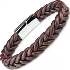 Коричневый кожаный браслет мужской Everiot BC-MJ-1575 в форме косы
