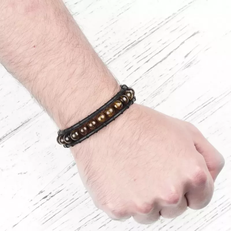 Плетеный браслет Everiot Select LNS-3041 из бронзита с кельтским узлом