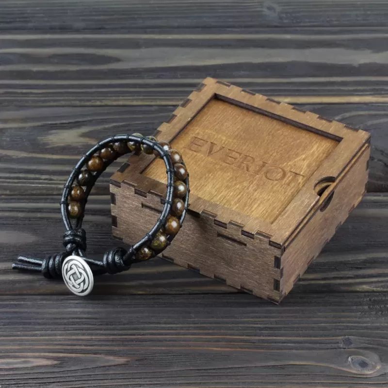 Плетеный браслет Everiot Select LNS-3041 из бронзита с кельтским узлом