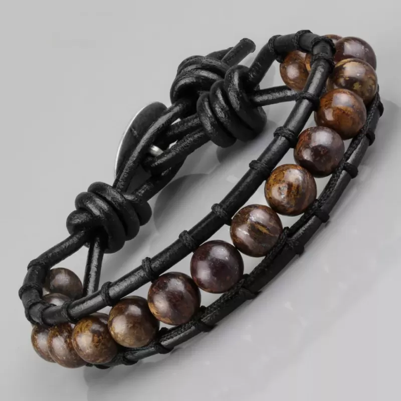 Плетеный браслет Everiot Select LNS-3041 из бронзита с кельтским узлом