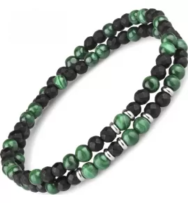 Браслет на резинке Everiot Select LNS-0230 из малахита и граненого агата
