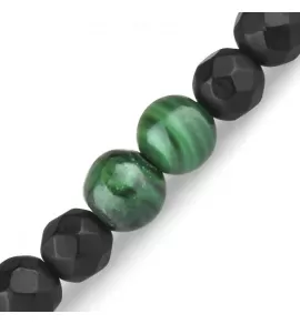 Браслет на резинке Everiot Select LNS-0230 из малахита и граненого агата