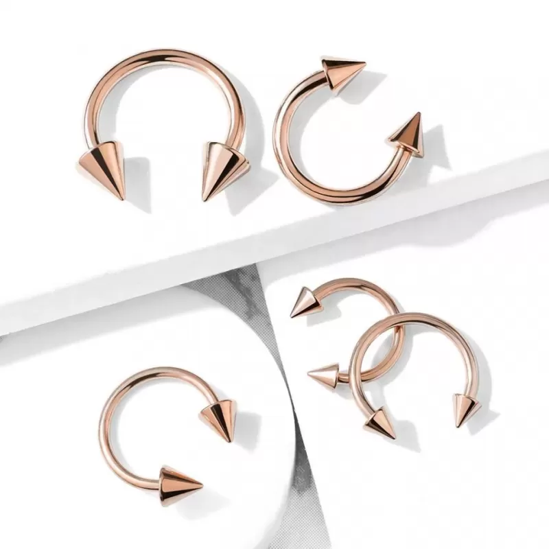 Циркуляр (подкова) из стали с шипами и внешней резьбой PiercedFish GRH02 серьга для септума, хряща уха, брови, губы, пупка, сосков, пирсинга смайл