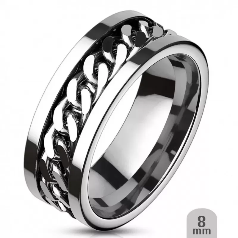 Кольцо-антистресс из стали TATIC RSS-0260 с вращающейся цепочкой, для пар, для влюбленных