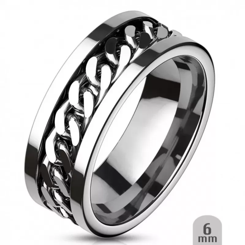 Кольцо-антистресс из стали TATIC RSS-0260 с вращающейся цепочкой, для пар, для влюбленных