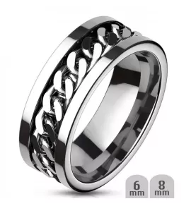 Кольцо-антистресс из стали TATIC RSS-0260 с вращающейся цепочкой, для пар, для влюбленных