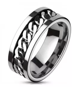 Кольцо-антистресс из стали TATIC RSS-0260 с вращающейся цепочкой, для пар, для влюбленных