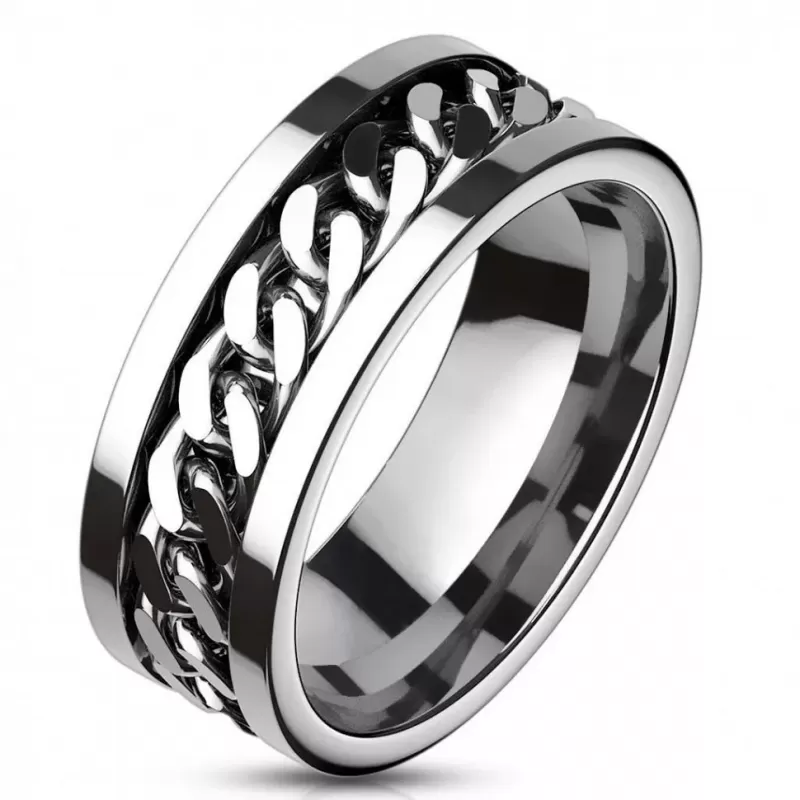 Кольцо-антистресс из стали TATIC RSS-0260 с вращающейся цепочкой, для пар, для влюбленных