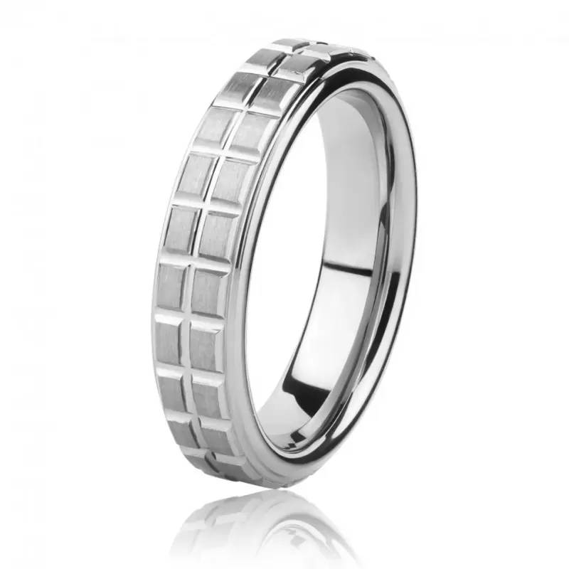 Кольцо из карбида вольфрама INFY R-TG-5029 с объемным рельефом