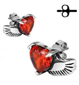 Серьги-гвоздики "Красное сердце" TATIC SSEM-133