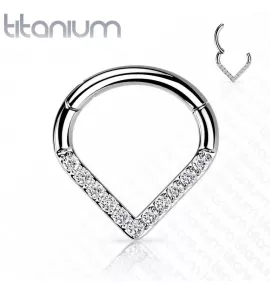 Кольцо кликер из титана с фианитами Pirslab RHT61 серьга для пирсинга септума, трагуса и хеликса, брови