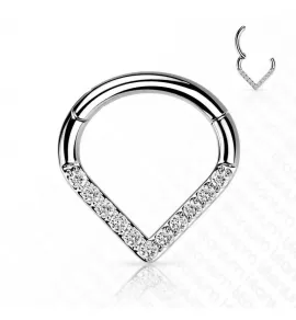 Кольцо кликер из титана с фианитами Pirslab RHT61 серьга для пирсинга септума, трагуса и хеликса, брови
