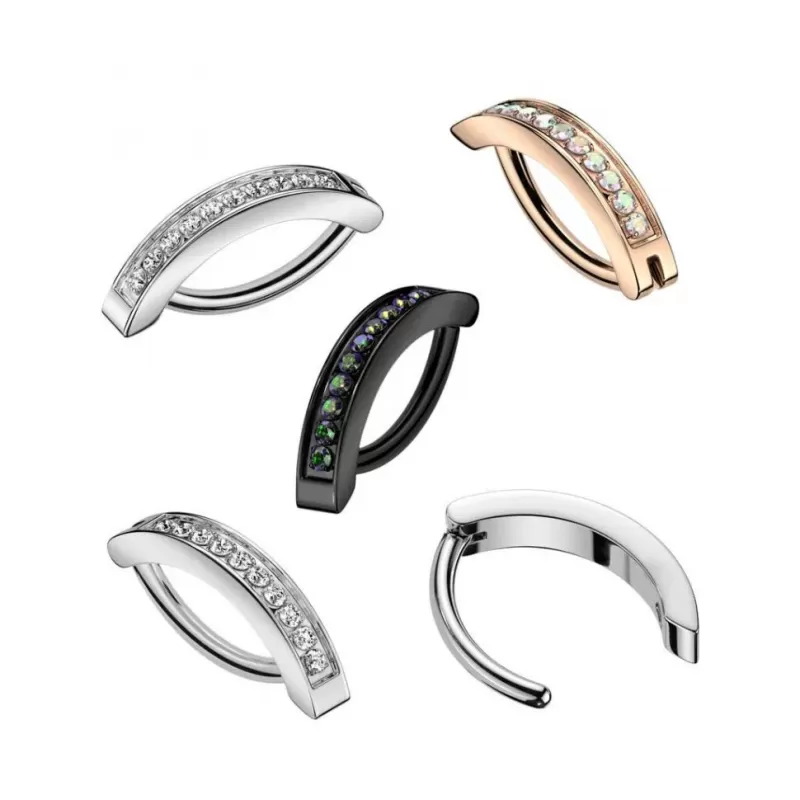 Серьга кликер из титана Pirslab RHTN02 с фианитами для пирсинга в пупок