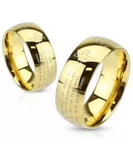 Кольцо из стали TATIC R-M2766 с молитвой "Отче наш" на английском языке