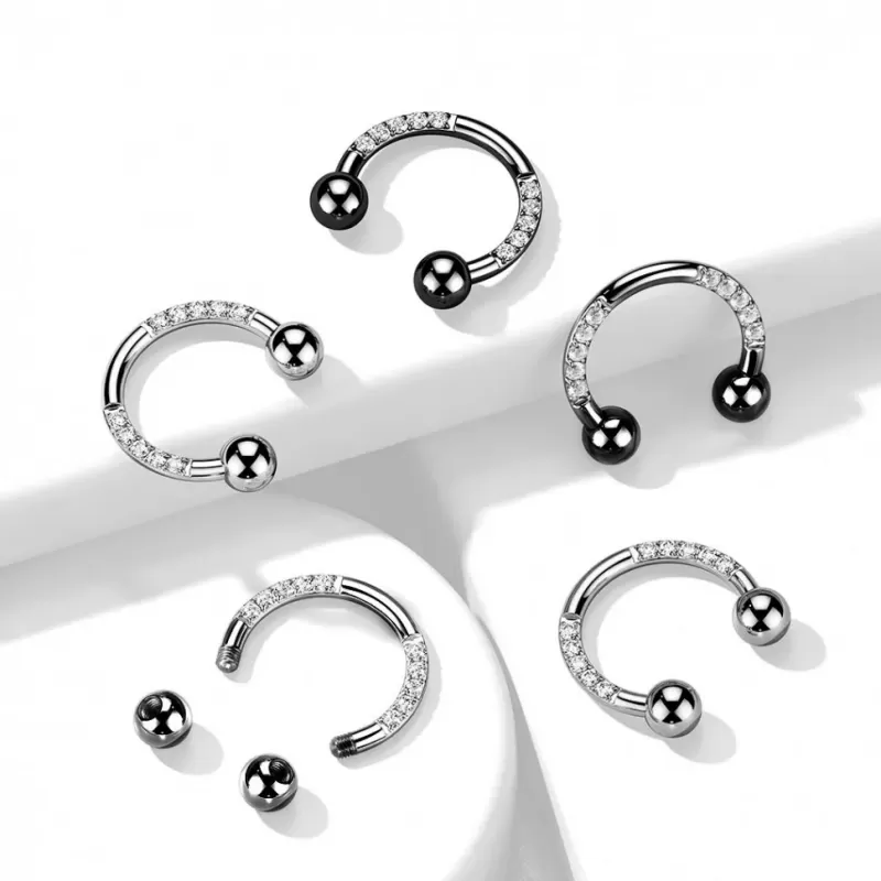 Циркуляр (подкова) с внешней резьбой из титана Pirslab T23H05-K серьга для септума, хряща уха, брови, носа, губ, пупка, сосков, пирсинга смайл