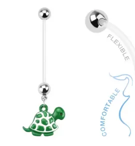 Серьга банан для пирсинга пупка PiercedFish NPG-1004 для беременных, с черепашкой