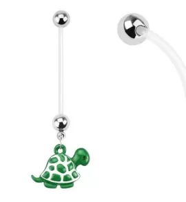 Серьга банан для пирсинга пупка PiercedFish NPG-1004 для беременных, с черепашкой