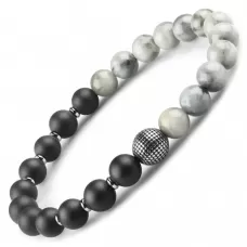 Браслет на резинке Everiot Select LNS-2165 из агата и камня соколиный глаз