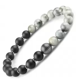 Браслет на резинке Everiot Select LNS-2165 из агата и камня соколиный глаз