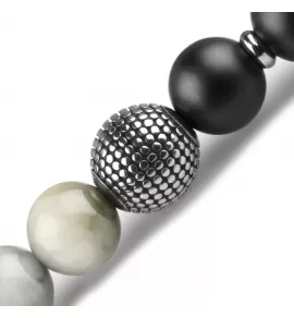 Браслет на резинке Everiot Select LNS-2165 из агата и камня соколиный глаз