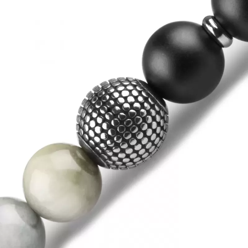 Браслет на резинке Everiot Select LNS-2165 из агата и камня соколиный глаз