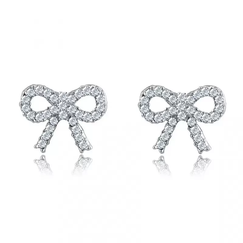 Серьги ROZI RR-39285A в форме бантиков с фианитами