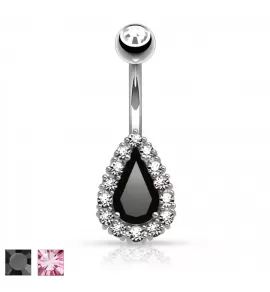 Серьга для пирсинга пупка PiercedFish N15802 с фианитами