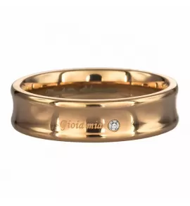 Кольцо из стали Everiot AAB-118GRSD цвета розового золота с фианитом