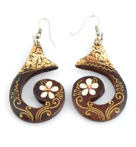 Серьги Indigo ING-RR-101 деревянные с цветком