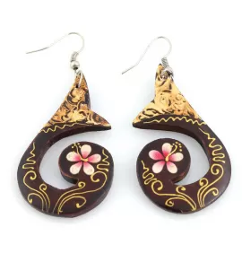 Серьги Indigo ING-RR-101 деревянные с цветком